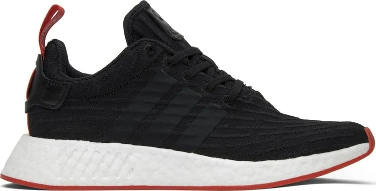 Adidas NMD R2 Primeknit Men's Running Shoes, Black/Red