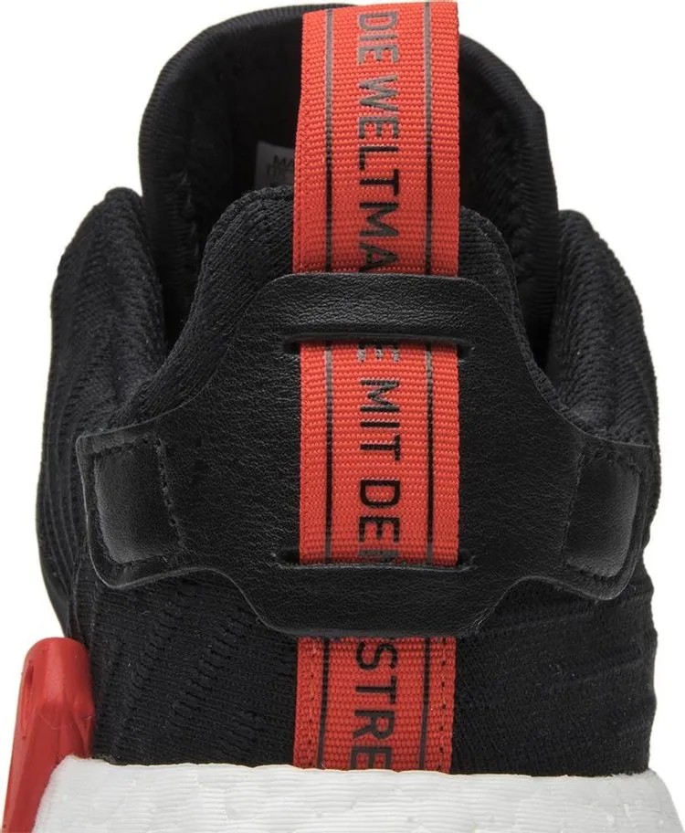 Adidas NMD R2 Primeknit Men's Running Shoes, Black/Red