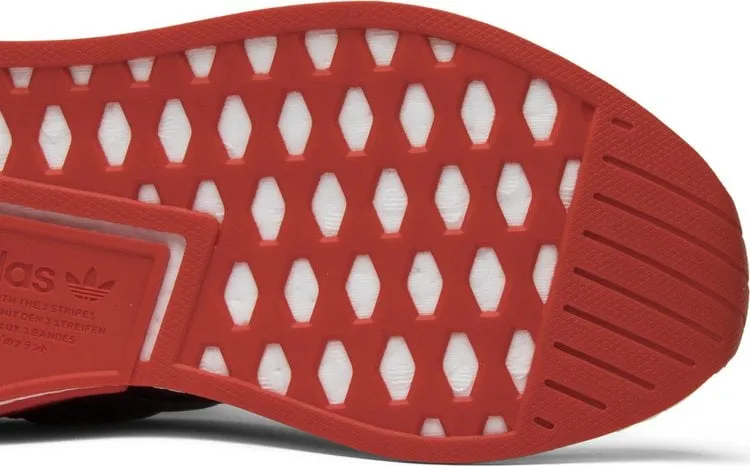 Adidas NMD R2 Primeknit Men's Running Shoes, Black/Red
