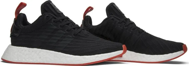Adidas NMD R2 Primeknit Men's Running Shoes, Black/Red