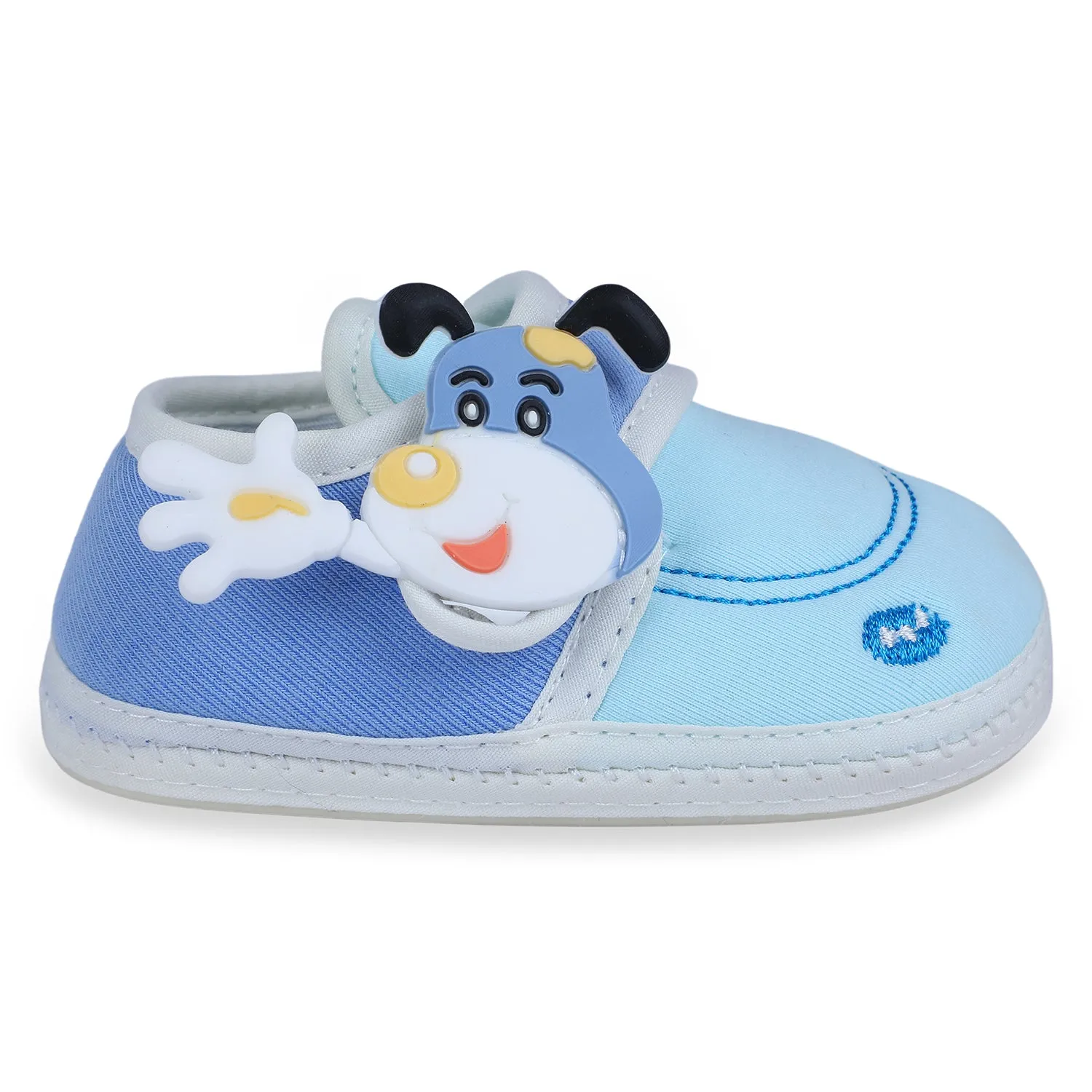 Baby Moo Puppy Face Soft Sole Anti-Slip Booties - Blue