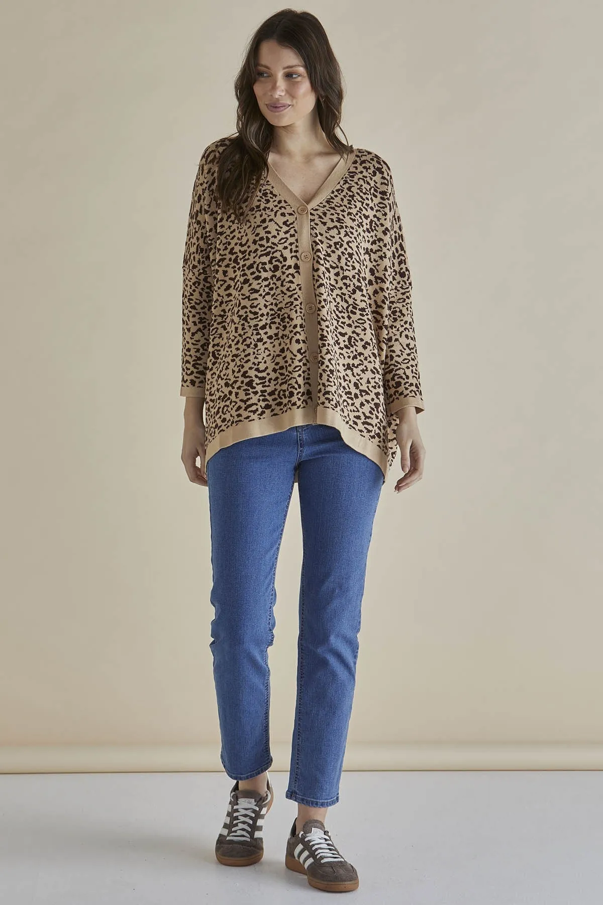 Betty Basics Hampton Cardigan Animal Print