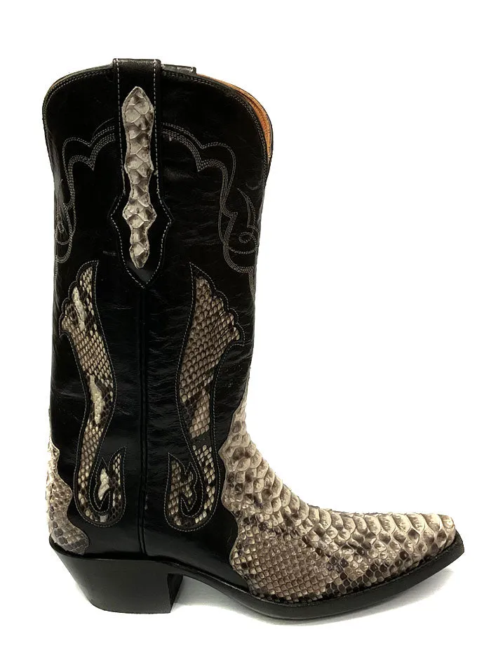 Black Jack 1444 Mens Python Snake Boots Natural