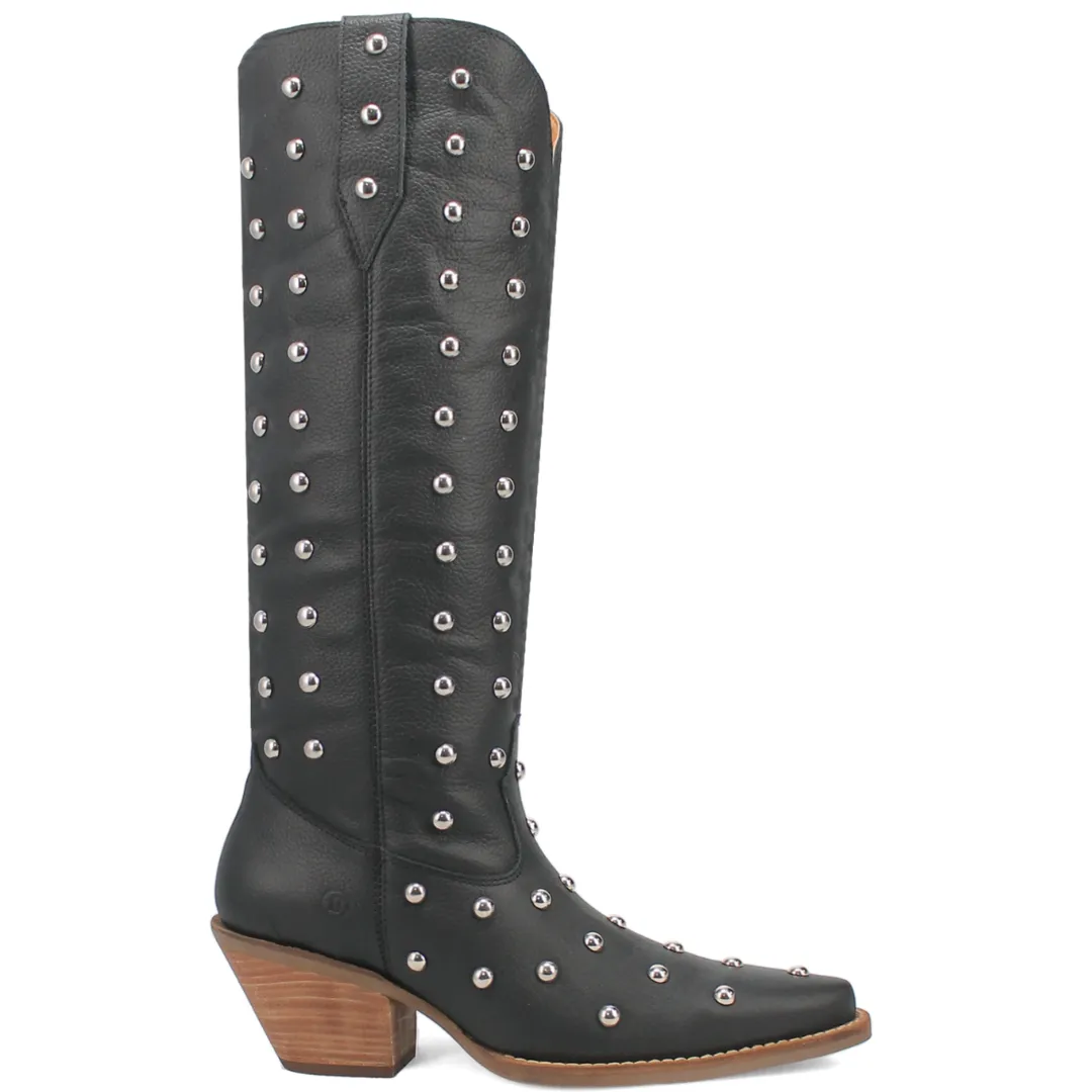 Broadway Bunny Leather Boot - Black/Black - DI155-BK