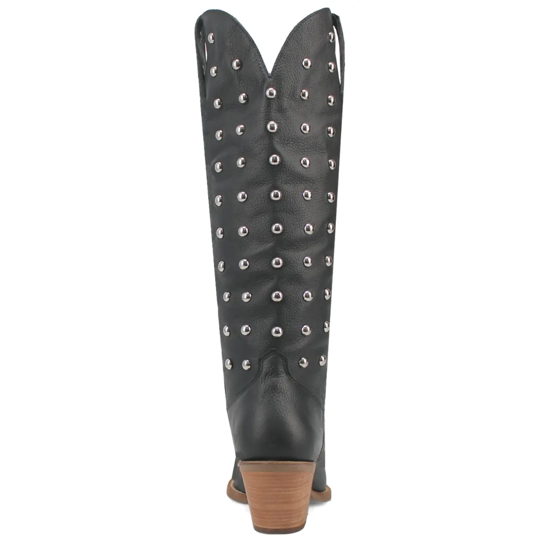 Broadway Bunny Leather Boot - Black/Black - DI155-BK