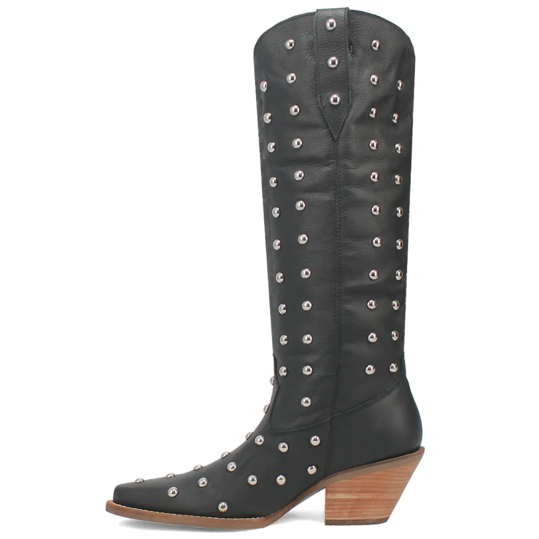 Broadway Bunny Leather Boot - Black/Black - DI155-BK