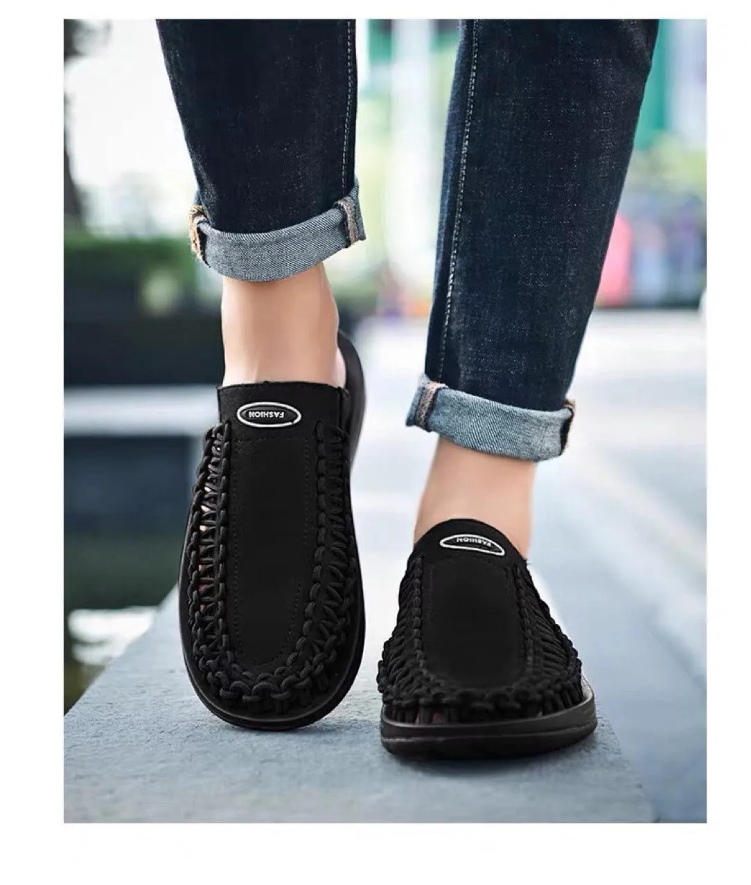 Fashion Simple Men's Woven Sandals And Slippers