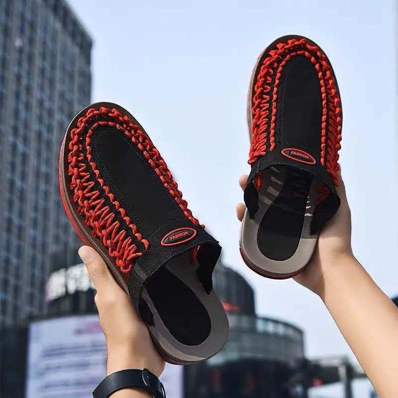 Fashion Simple Men's Woven Sandals And Slippers