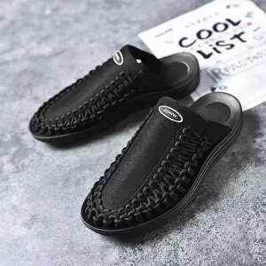 Fashion Simple Men's Woven Sandals And Slippers