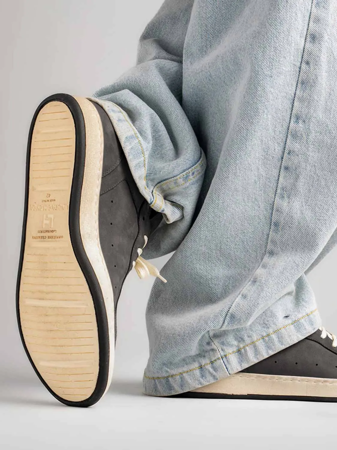 Kareem Asphalt Leather Sneakers