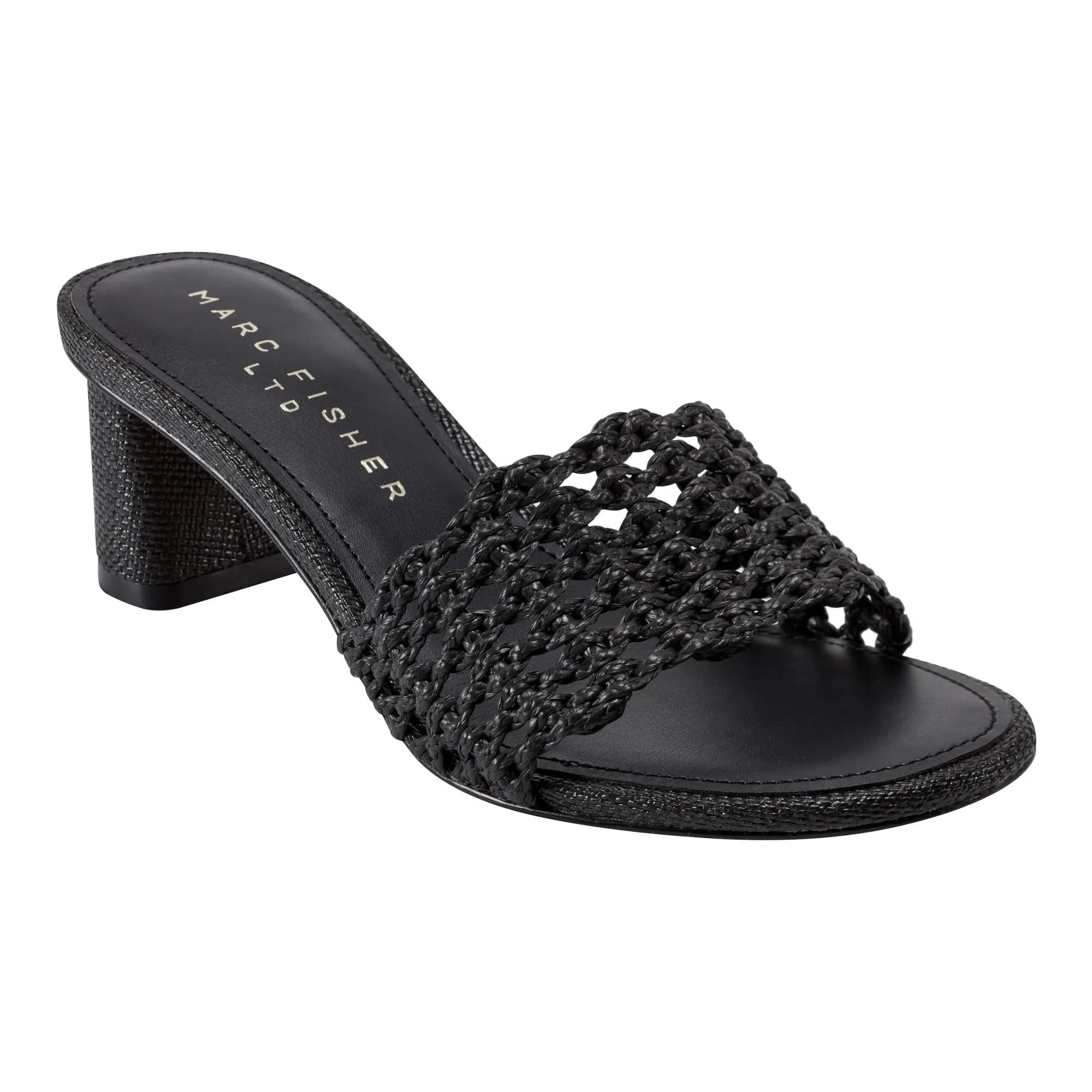 Marc Fisher Ltd Women's Jazmine Black/Ft Raffia Braid Woven M
