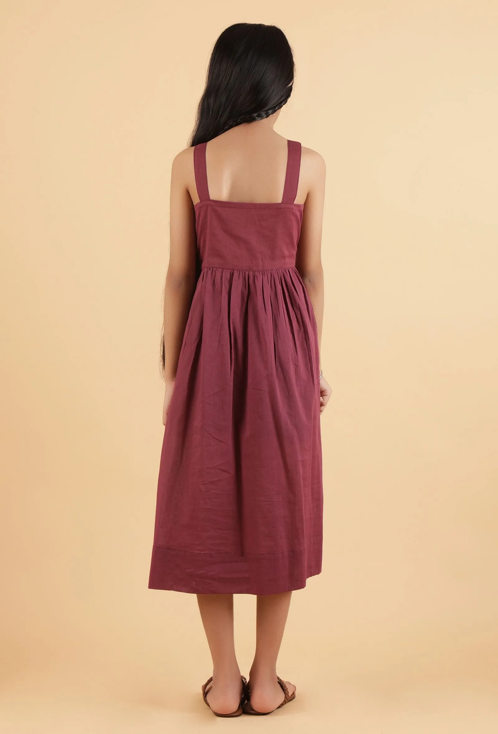 Maroon Purple Mulmul Dress