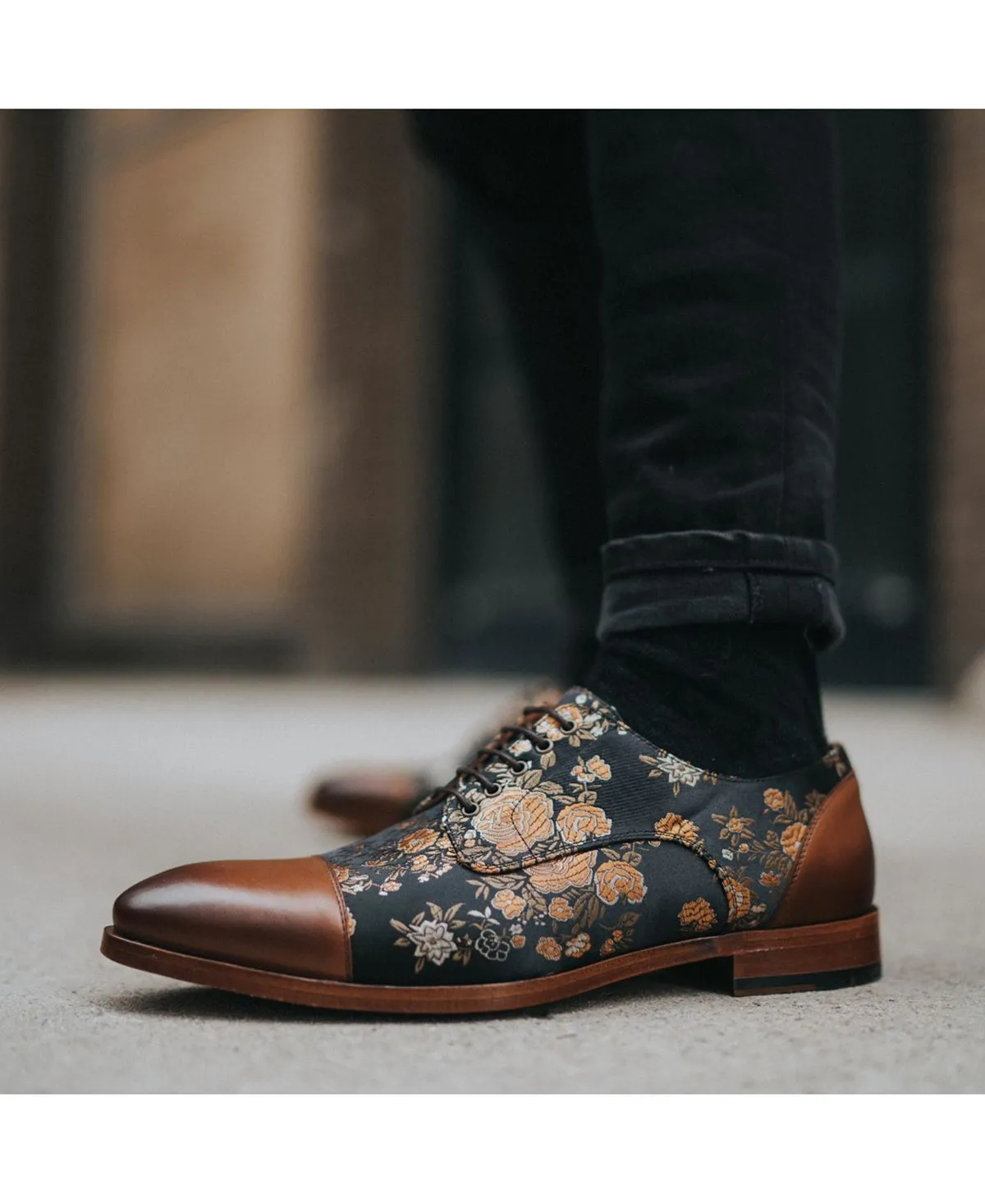 Men's handmade jack dress shoes made of leather, velvet and wool Taft