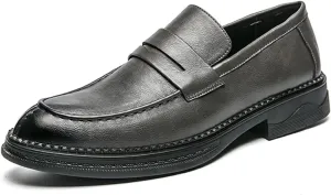 Mens Loafers Shoe Simple Slip On Penny Loafers Vegan Leather Flexible Flat Heel Anti-Slip Walking Party Slip-on