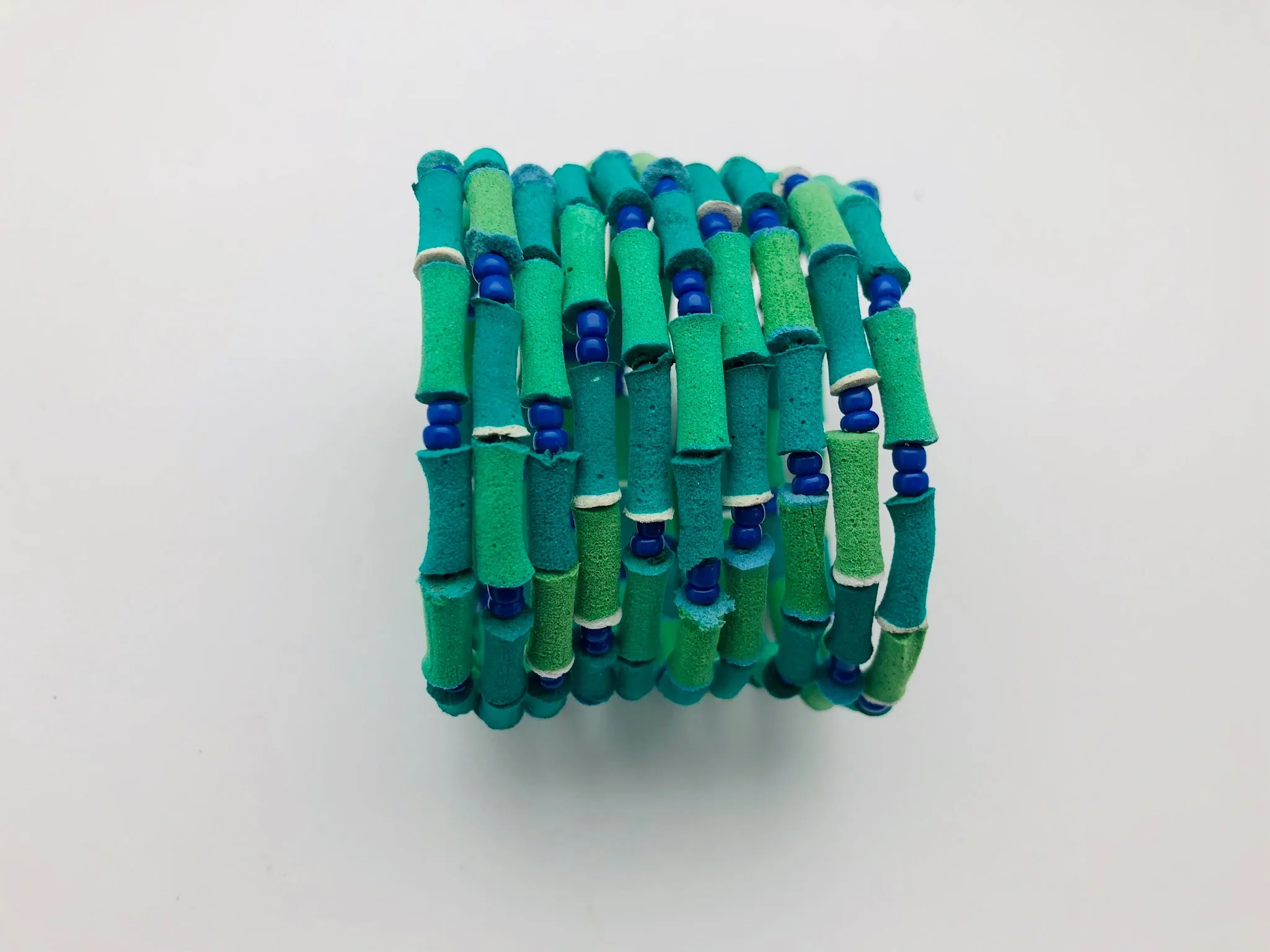 Rainbow Karma Recycled Flip Flop Memory Wire Bracelet from Kenya