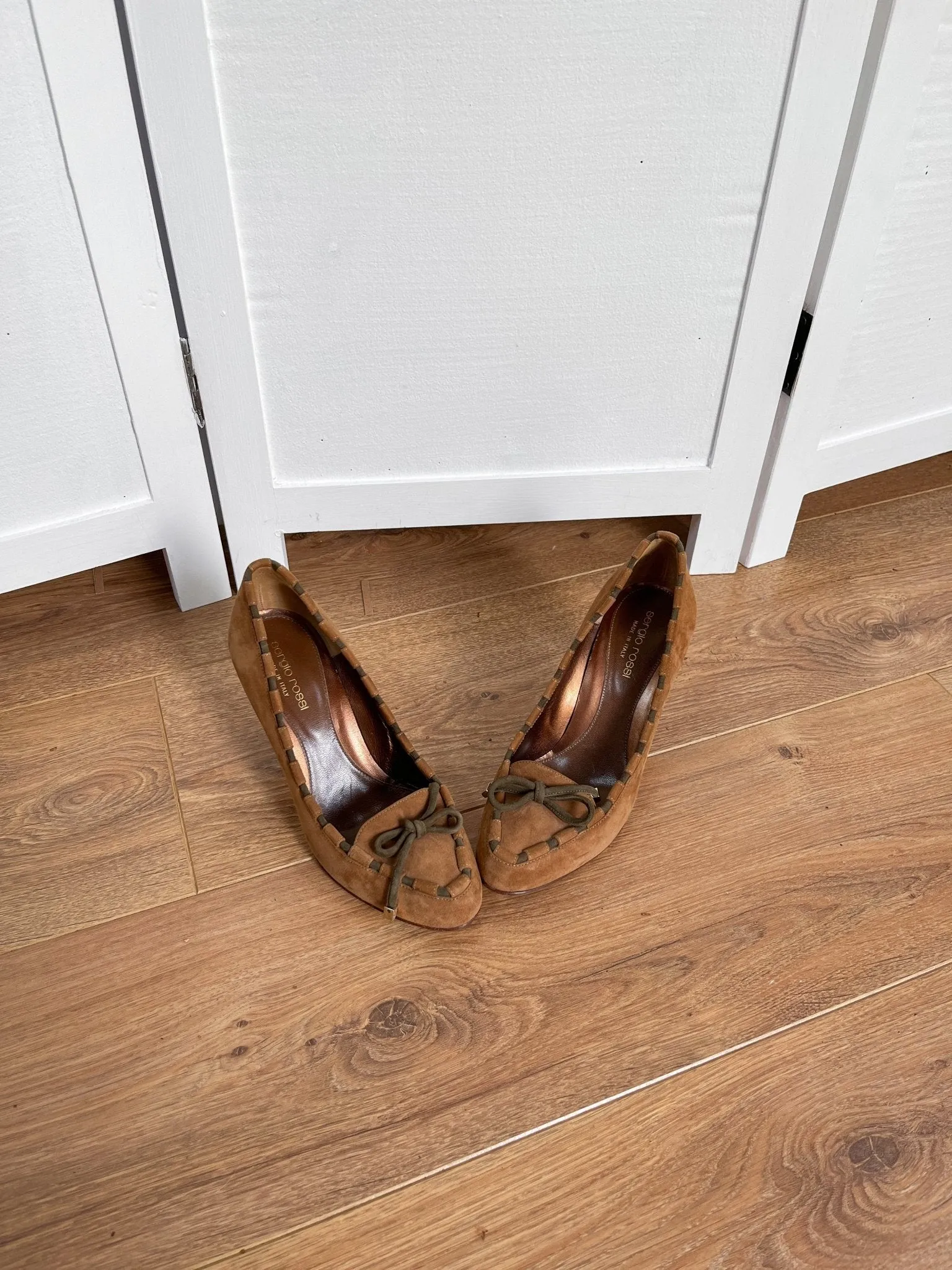 Sergio Rossi ribbon heeled loafers