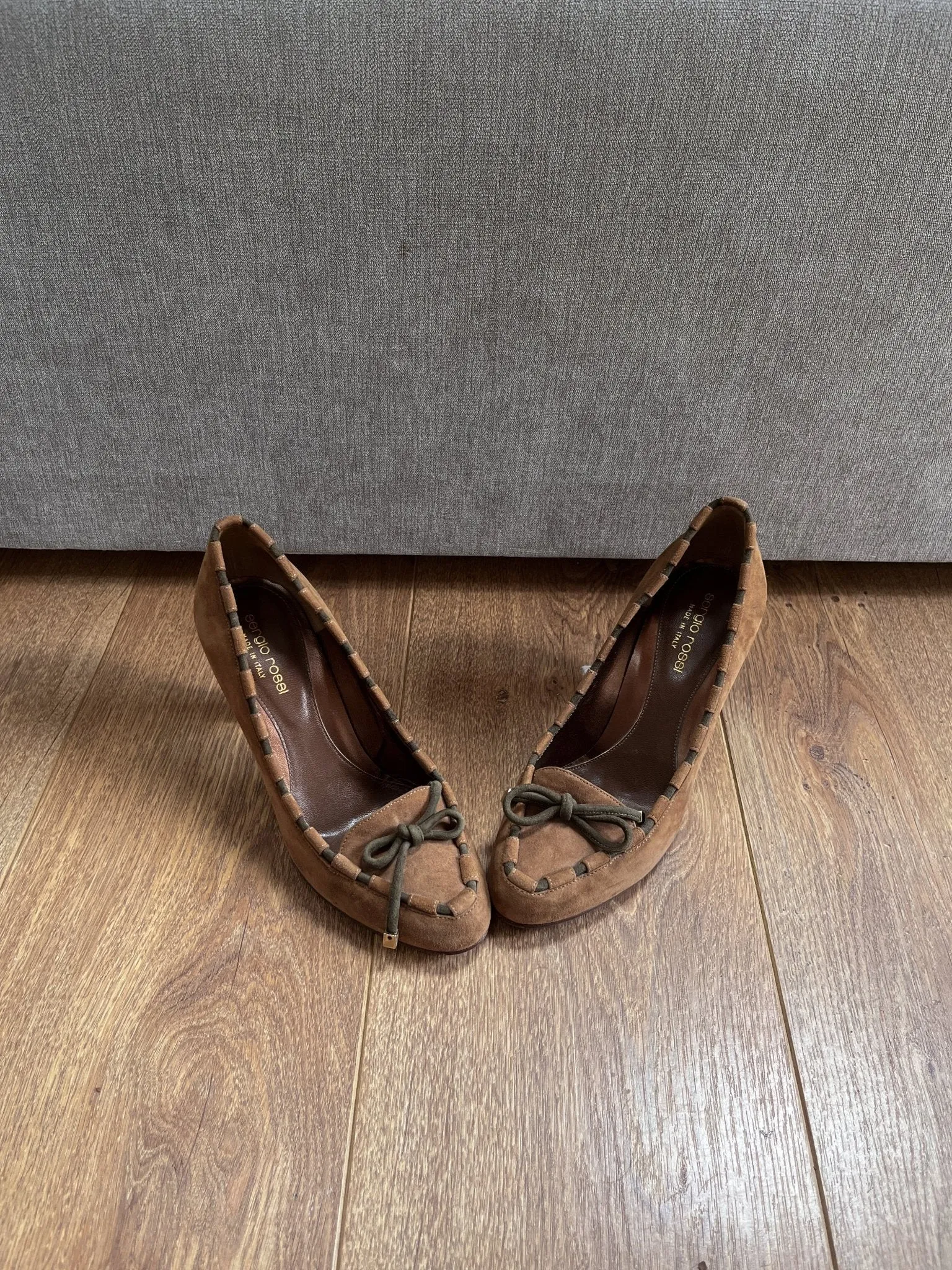 Sergio Rossi ribbon heeled loafers