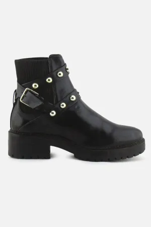 Stradivarius Stretchable Buckle Straps Chelsea Ankle Boots | 100% Authentic Leather