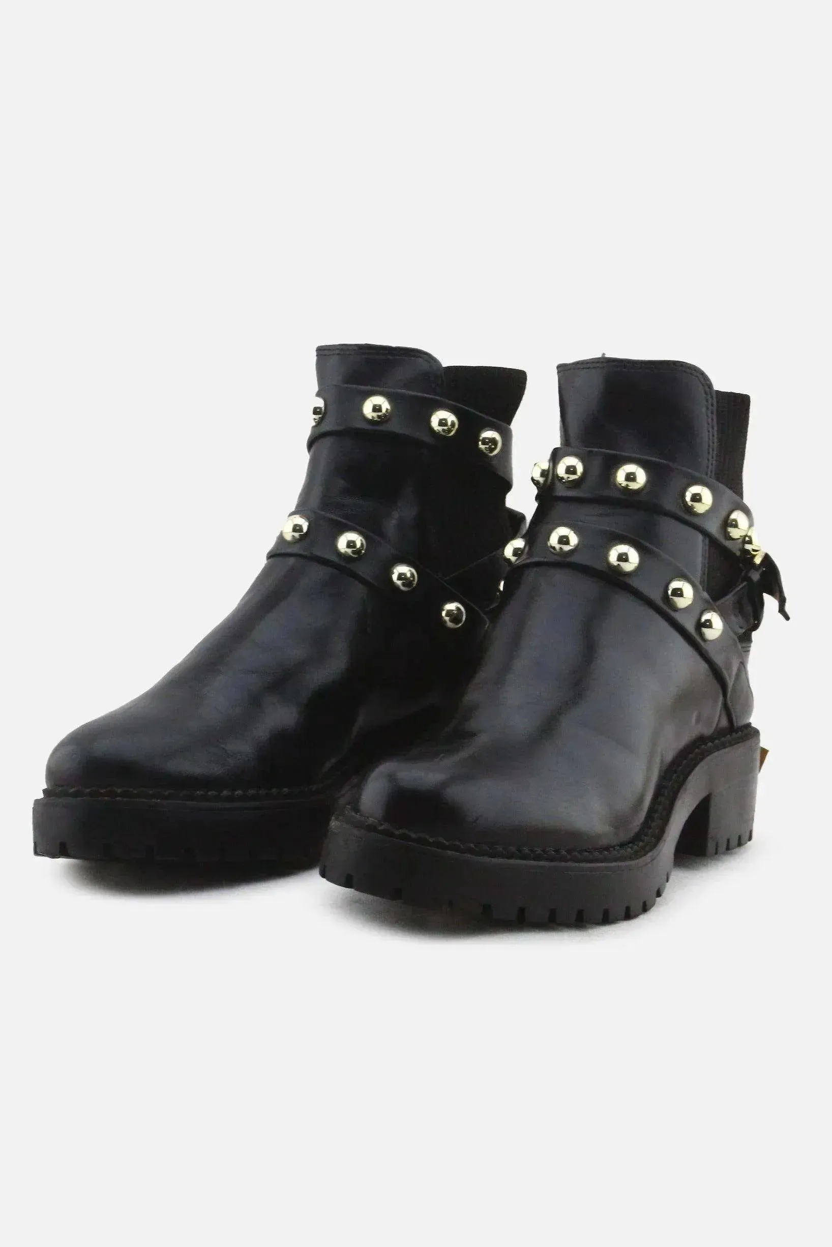 Stradivarius Stretchable Buckle Straps Chelsea Ankle Boots | 100% Authentic Leather