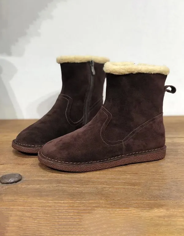 Suede Plush Winter Women's Cotton Boots