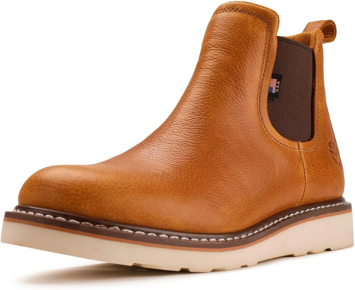 SUREWAY 6 Mens Slip On Chlesea Work Boots for Men-Soft Toe,Goodyear Welt,Extremely Comfortable Durable Proved,Superior Oil/Slip Resistant,Thicker Leather,EH Safety Industrial Construction Boots