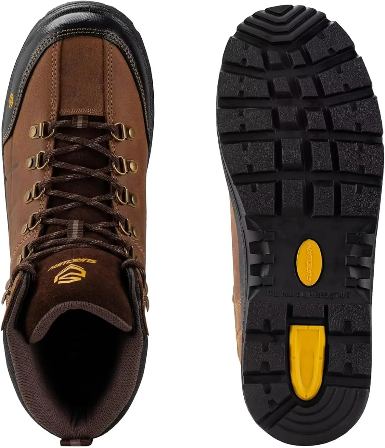 SUREWAY Mens Waterproof Steel Toe Work Boots/Shoes for Men,Genuine Full Grain Leather,Durable& Comfortable,Lightweight,Oil/Slip Resistant
