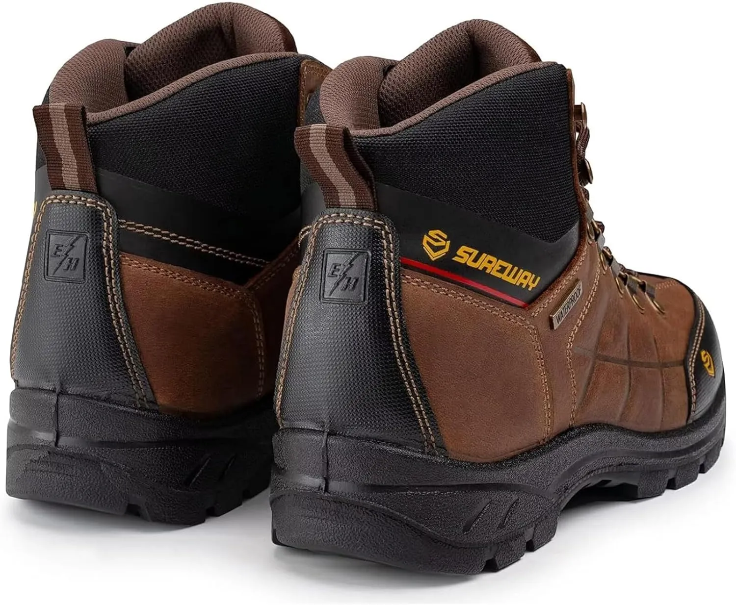 SUREWAY Mens Waterproof Steel Toe Work Boots/Shoes for Men,Genuine Full Grain Leather,Durable& Comfortable,Lightweight,Oil/Slip Resistant