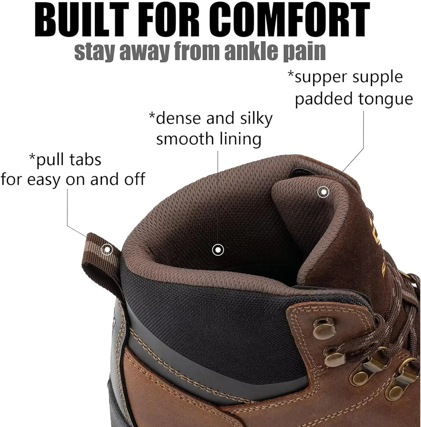 SUREWAY Mens Waterproof Steel Toe Work Boots/Shoes for Men,Genuine Full Grain Leather,Durable& Comfortable,Lightweight,Oil/Slip Resistant