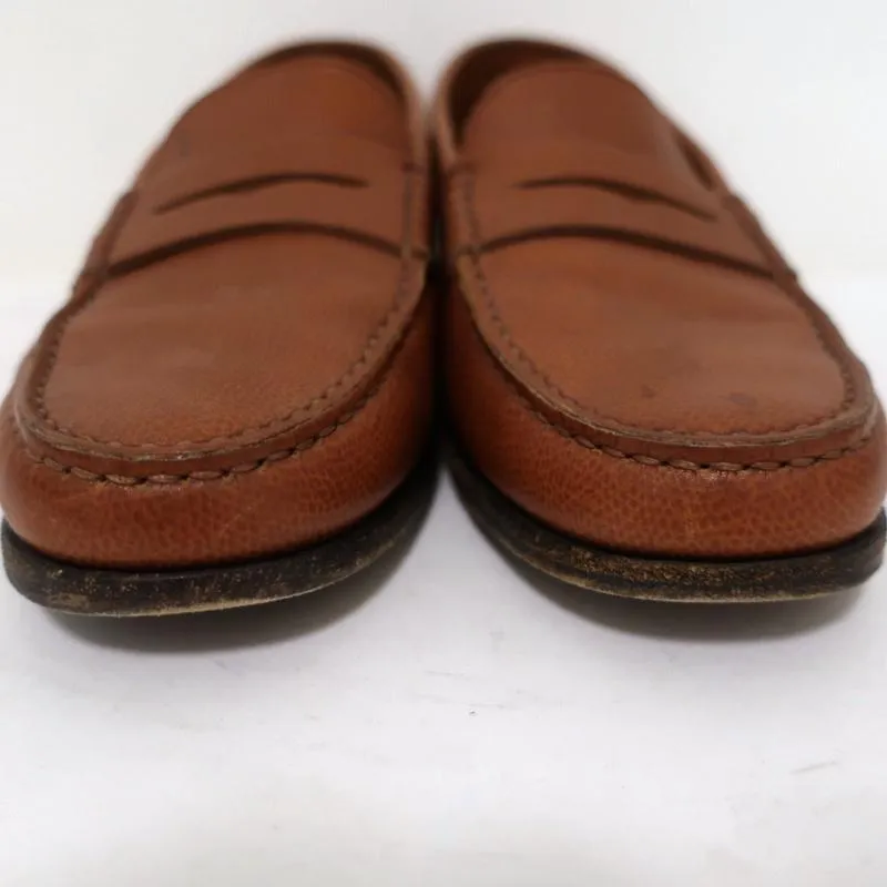 Tod's Penny Loafers Brown Grained Leather Size 9 Slip-On Flats