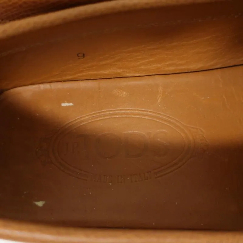 Tod's Penny Loafers Brown Grained Leather Size 9 Slip-On Flats