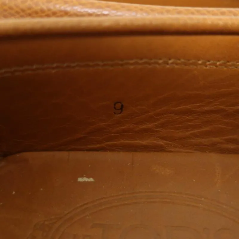 Tod's Penny Loafers Brown Grained Leather Size 9 Slip-On Flats
