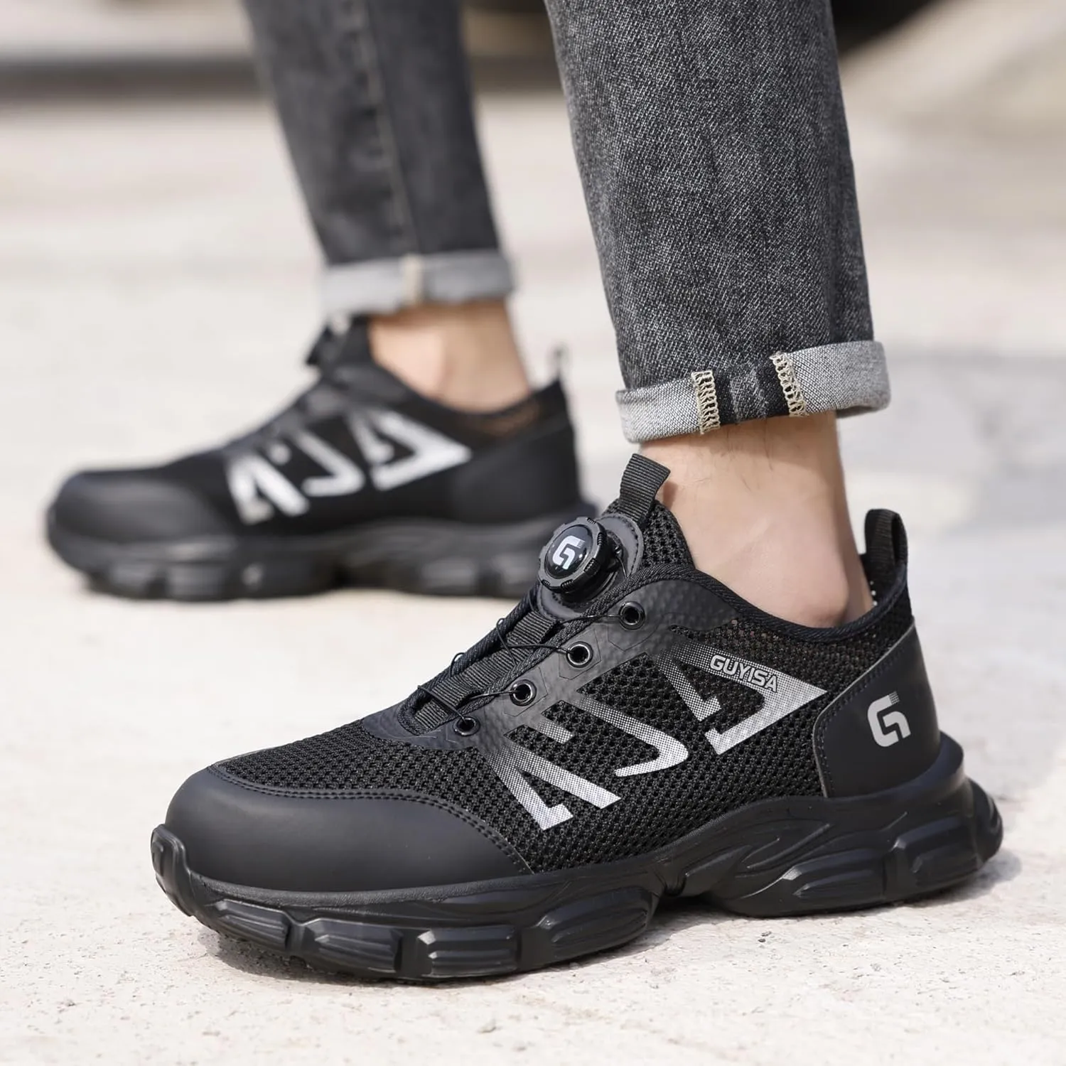 Tongzone Steel Toe Shoes for Mens Womens Work Safety Sneakers Mesh Upper Breathable Lightweight Non Slip Puncture Resistant