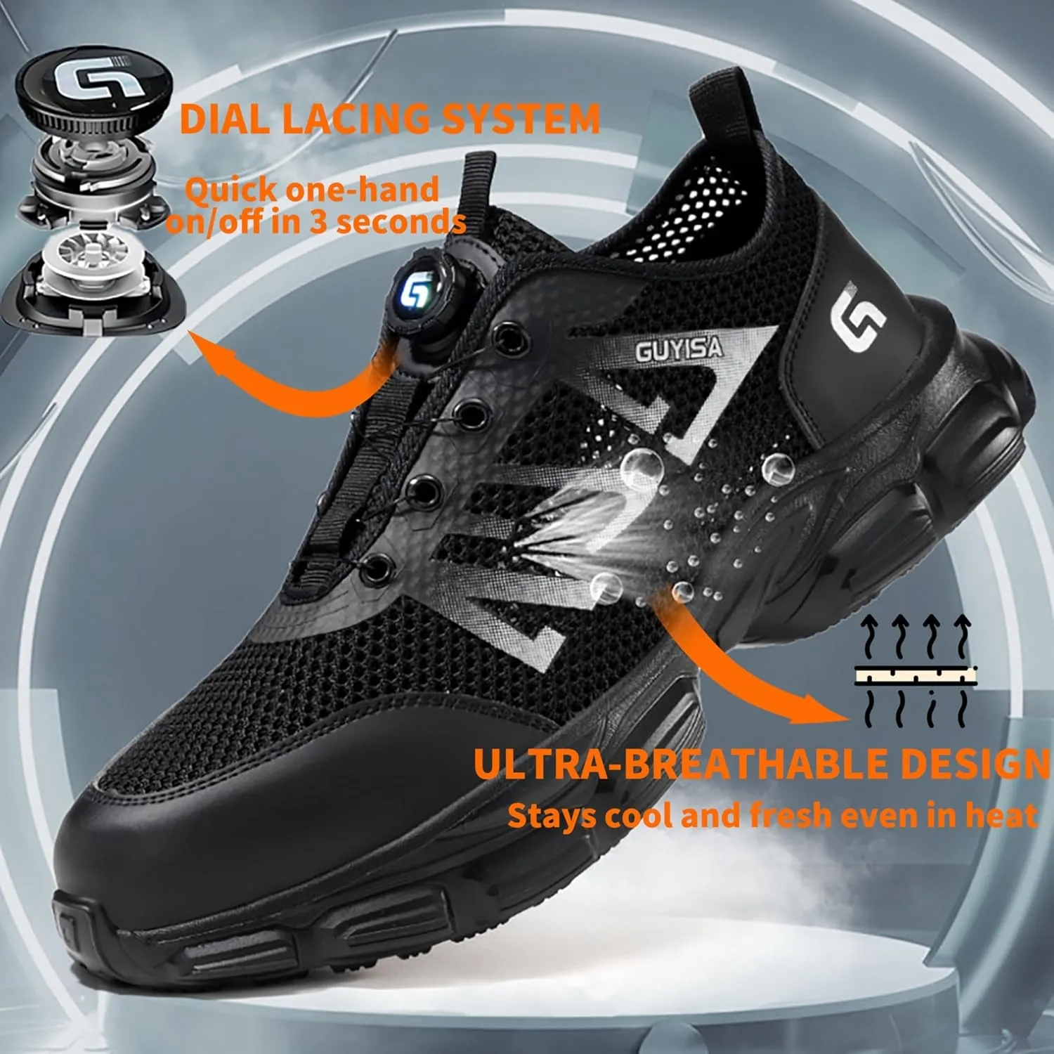 Tongzone Steel Toe Shoes for Mens Womens Work Safety Sneakers Mesh Upper Breathable Lightweight Non Slip Puncture Resistant