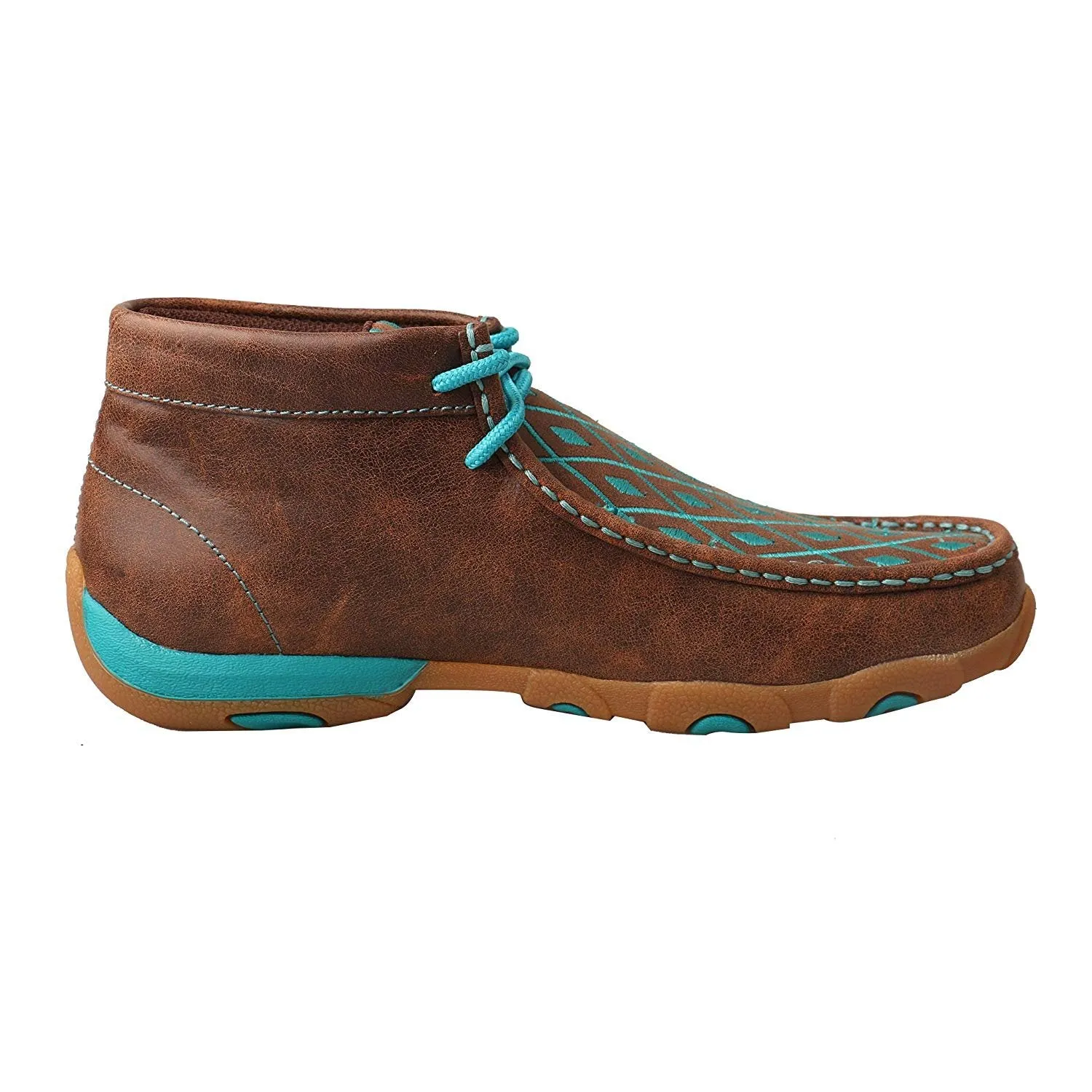 Twisted X Women's Leather Lace-up Rubber Sole Driving Moccasins