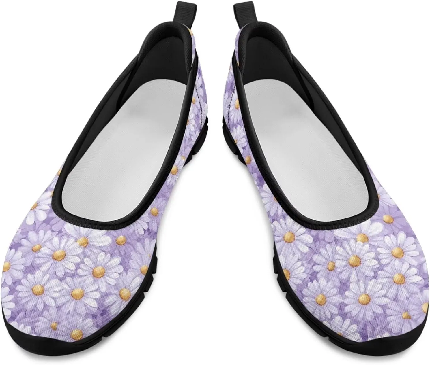 UNICEU Womens Floral Slip On Shoes Breathable Mesh Casual Loafers Lightweight Non-Slip Fashion Walking Work Sneakers