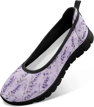 UNICEU Womens Floral Slip On Shoes Breathable Mesh Casual Loafers Lightweight Non-Slip Fashion Walking Work Sneakers