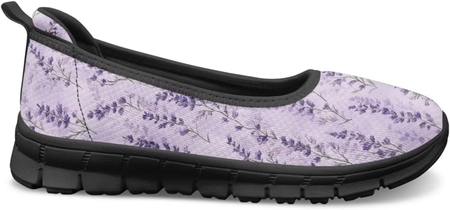 UNICEU Womens Floral Slip On Shoes Breathable Mesh Casual Loafers Lightweight Non-Slip Fashion Walking Work Sneakers