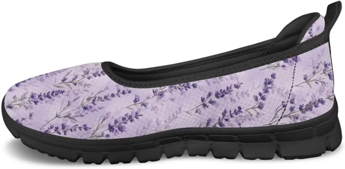 UNICEU Womens Floral Slip On Shoes Breathable Mesh Casual Loafers Lightweight Non-Slip Fashion Walking Work Sneakers