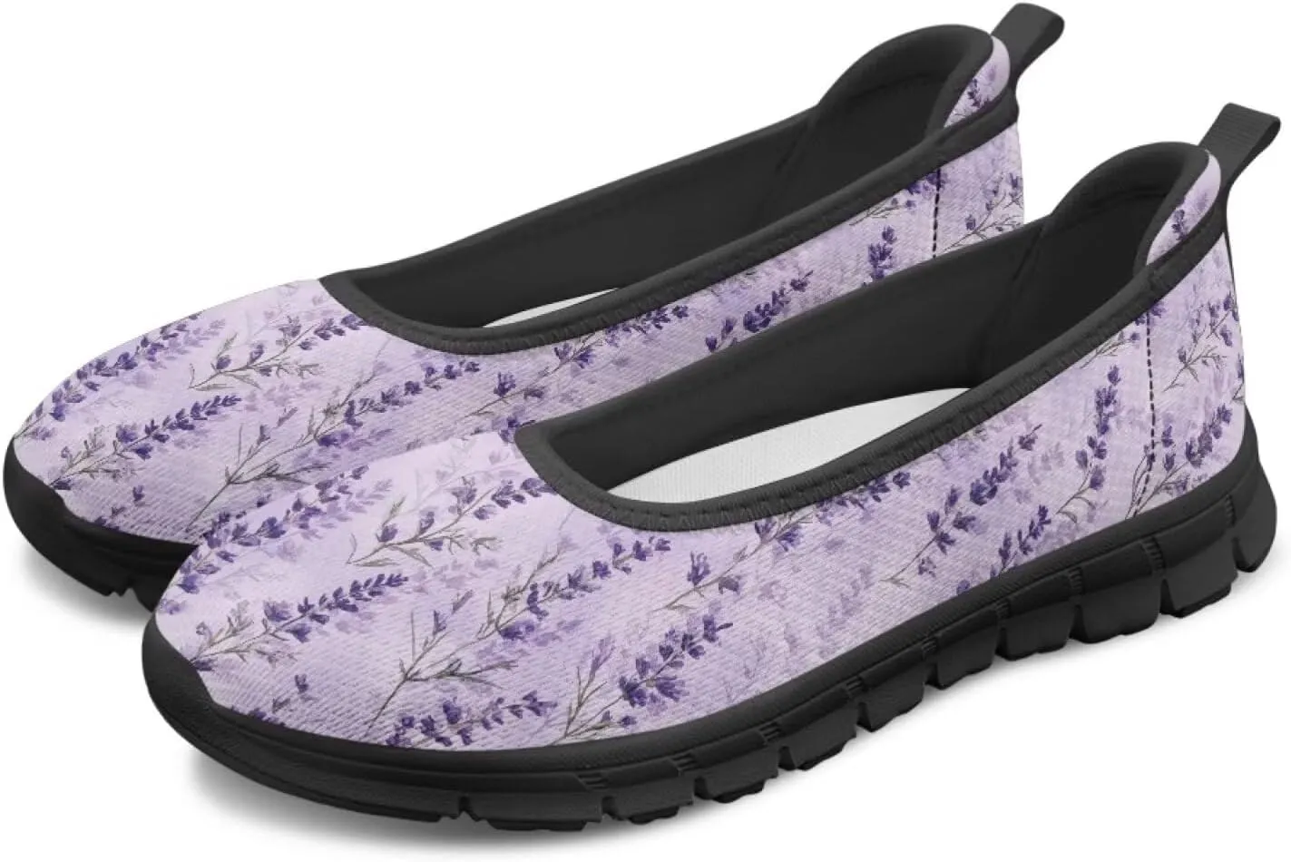 UNICEU Womens Floral Slip On Shoes Breathable Mesh Casual Loafers Lightweight Non-Slip Fashion Walking Work Sneakers
