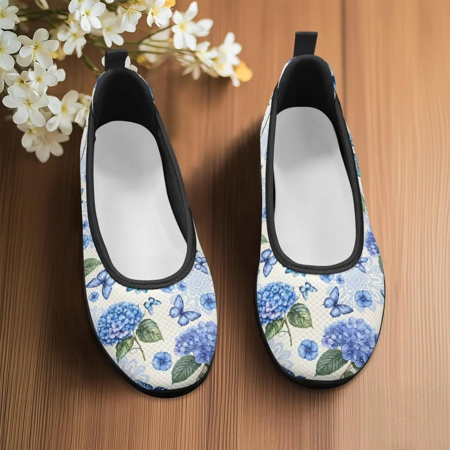 UNICEU Womens Floral Slip On Shoes Breathable Mesh Casual Loafers Lightweight Non-Slip Fashion Walking Work Sneakers