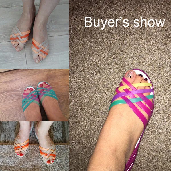 Women Jelly Shoes Rianbow Summer Sandals