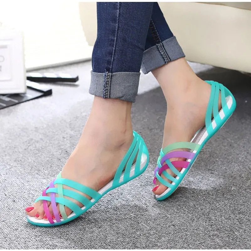 Women Jelly Shoes Rianbow Summer Sandals