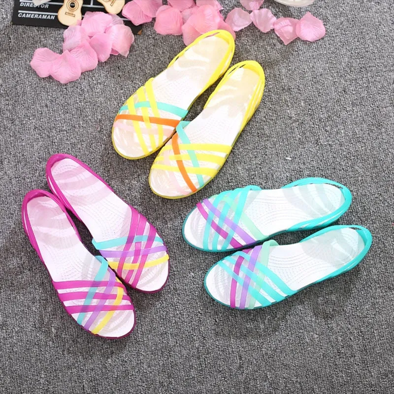 Women Jelly Shoes Rianbow Summer Sandals