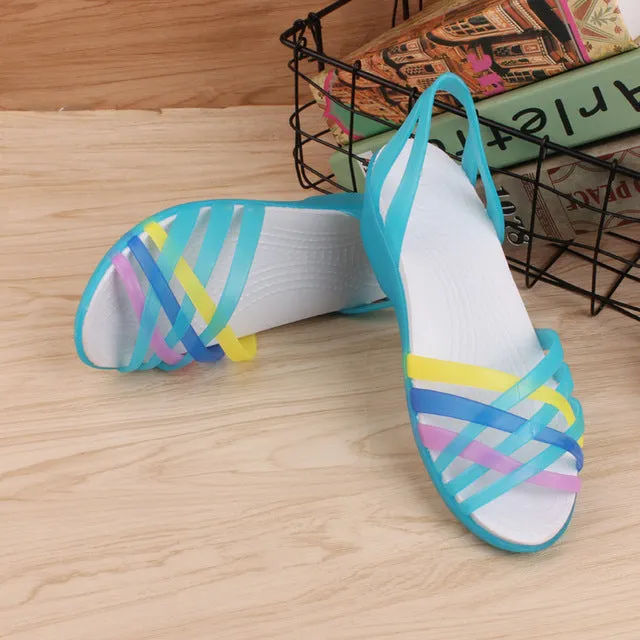 Women Jelly Shoes Rianbow Summer Sandals