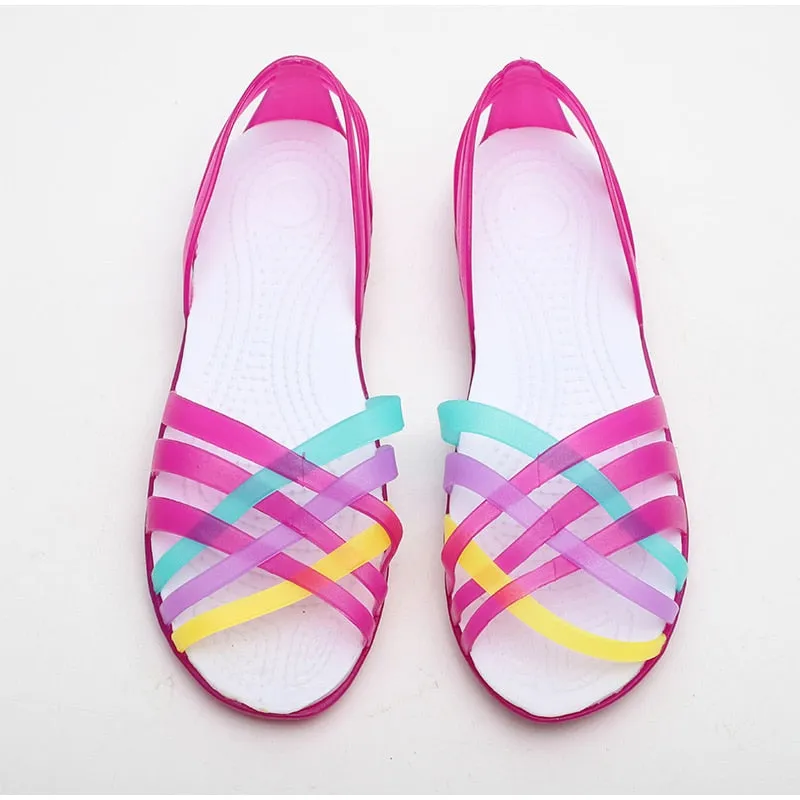 Women Jelly Shoes Rianbow Summer Sandals