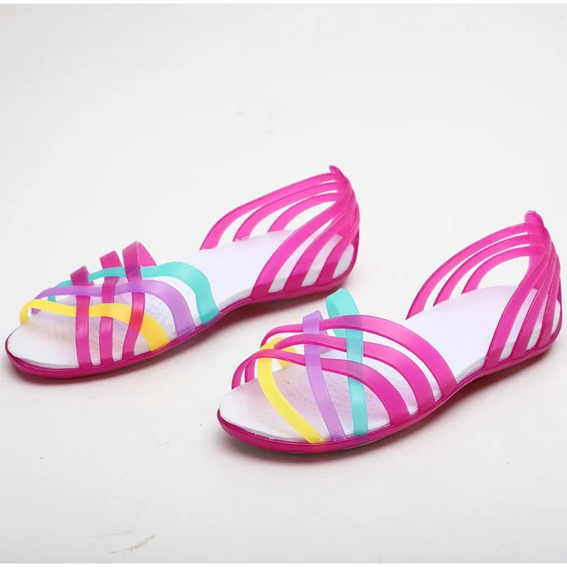 Women Jelly Shoes Rianbow Summer Sandals