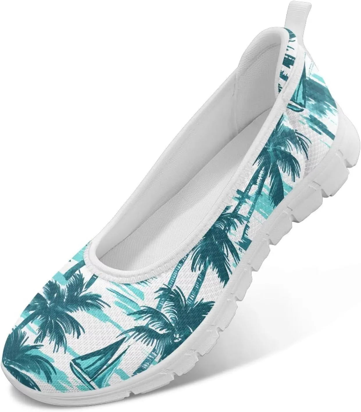 Women's Art Pattern Casual Loafers Slip On Flying Mesh Walking Shoes Comfortable Lightweight Ladies Outdoor Travel Shoes US Size 6-11