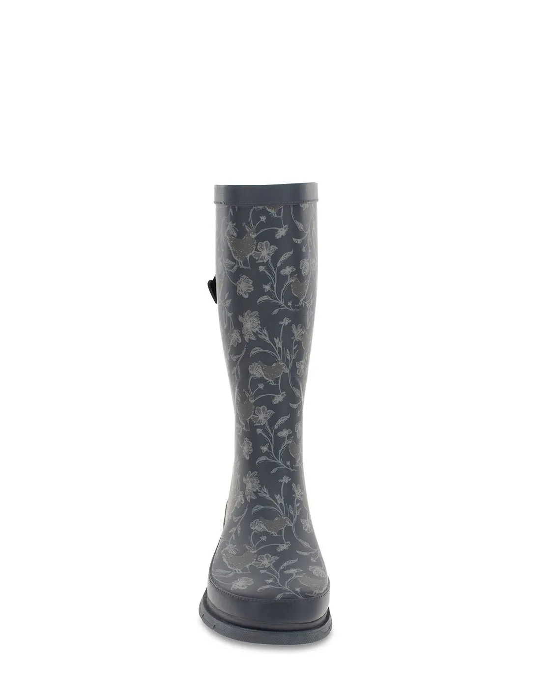 Women's Garden Chickens Wide Calf Tall Rain Boot - Gray