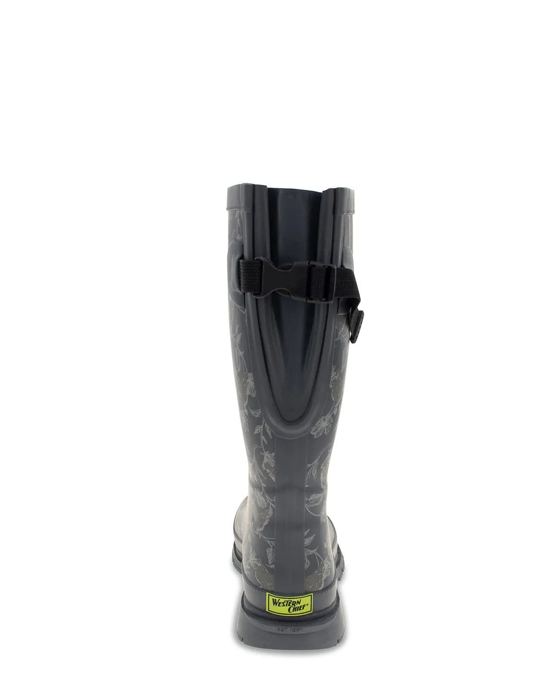Women's Garden Chickens Wide Calf Tall Rain Boot - Gray