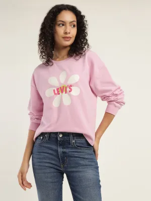 Women's Graphic Pink Crew Neck Sweatshirt
